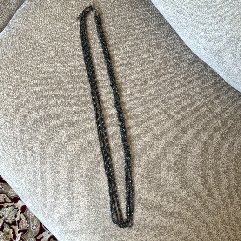 EUC Vintage Ann Taylor Elegant Silver & Hematite Braided Necklace